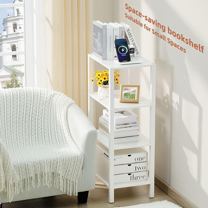 4 Tier Tall Wooden Bookshelf - Image 5