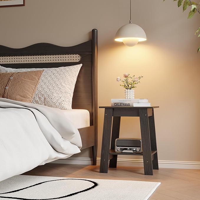 End Table with Double Storage Shelves, Small Space Side Table - Image 4