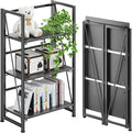 4NM No-Assembly Folding Bookshelf Storage Shelves 3 Tiers Vintage Bookcase by 4NM