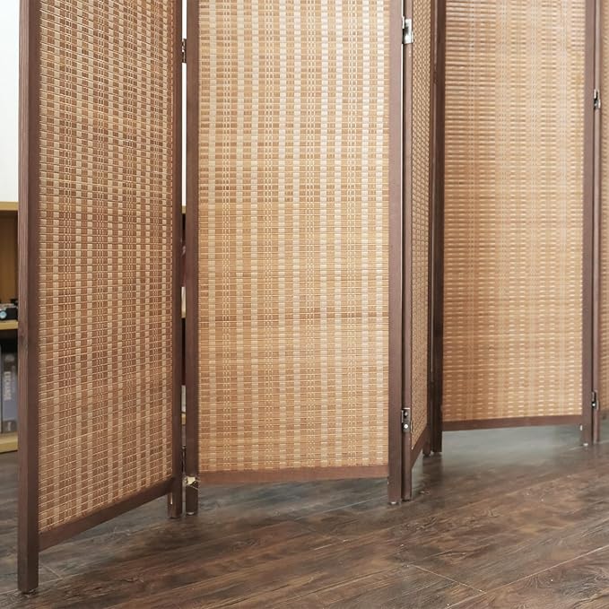 5 Panel Room Divider and Folding Screen Room Divider, Bamboo Room Divider Screen - Image 5
