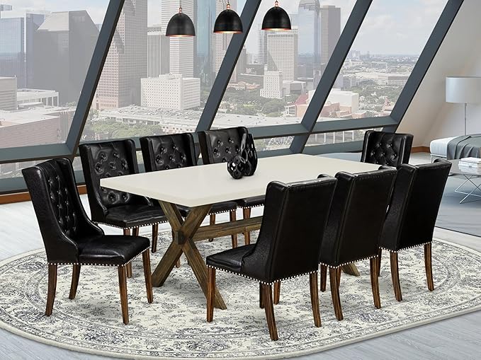 East West Furniture X727FO749-9 9 Piece Dining Room Furniture Set Includes a - Image 2