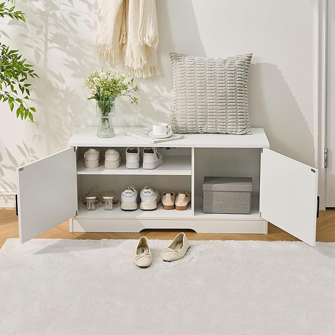 Storage Bench, 39.4" Shoe Bench - Image 7