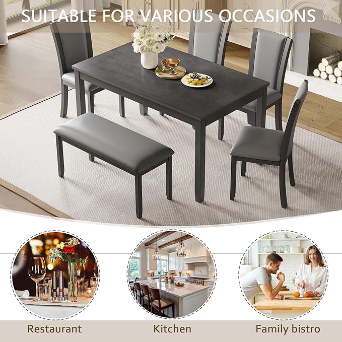 KEIKI 6-Piece Standard Height Dining Table Set - Image 4