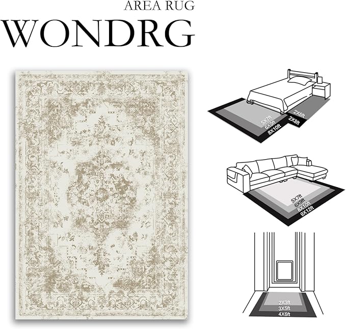 5x7 Washable Area Rug Brown Neutral Carpet - Image 2