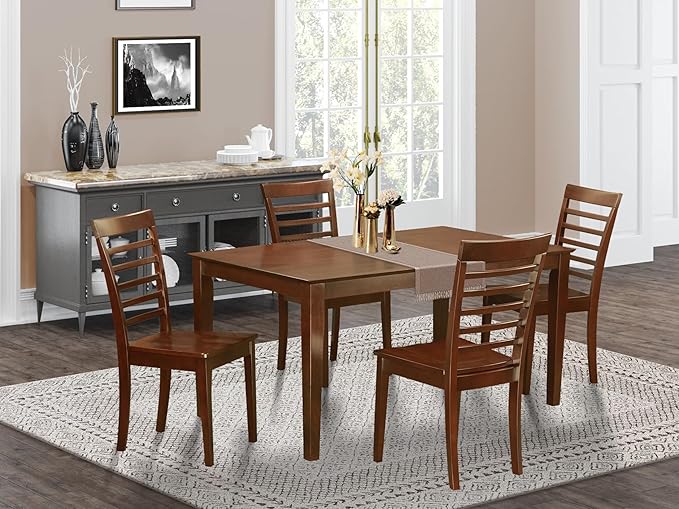 East West Furniture CAML5-MAH-W 5 Piece Kitchen Table Set - Image 2