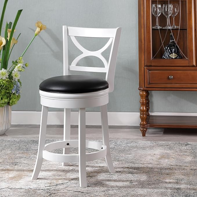 Ball & Cast Swivel Counter Height Barstool 24 Inch Seat Height White Set of 1 - Image 2