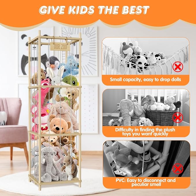Stuffed Animal Storage, Wood Stuffed Animal Zoo Storage, 54 inch Large Plushy - Image 3