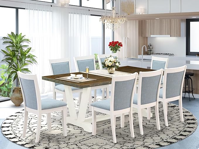 East West Furniture V077MZ015-9 9 Piece Kitchen Table & Chairs Set Includes a - Image 2
