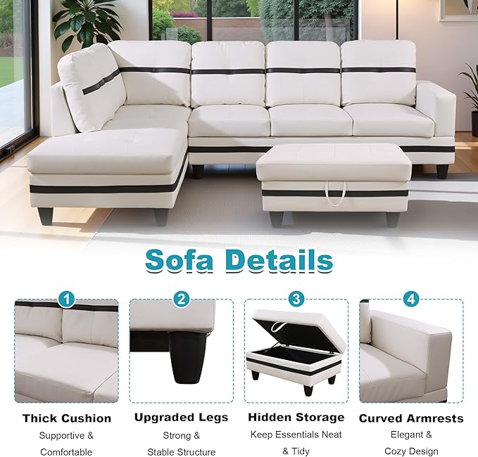 103.5" Oversized Sectional Couch, L Shaped Couch - Image 4