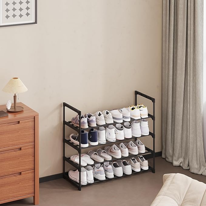 Calmootey 4-Tier Shoe Rack, Tall Large Capacity 20 Pairs Shoes Storage Organizer - Image 7