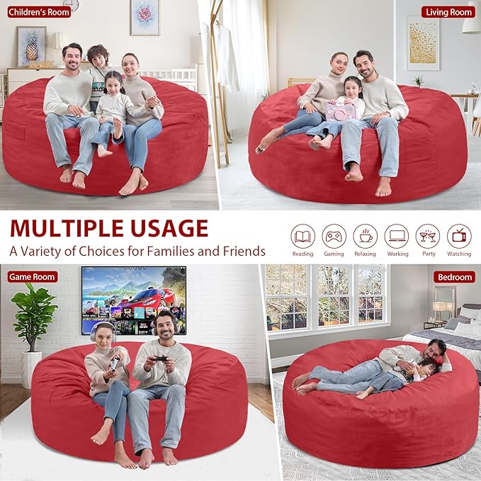 6FT Bean Bag Chair, Large Bean Bag Chairs - Image 5