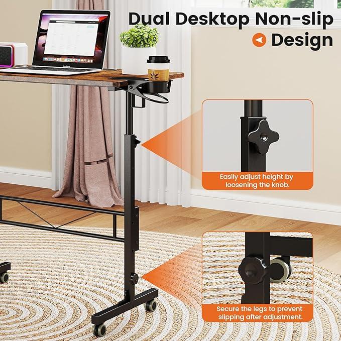 Hadulcet Small Standing Desk Adjustable Height, Rolling Desk - Image 5