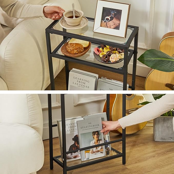 IBUYKE Narrow Side Table with Storage Shelf, 3 Tier Slim End Table, Modern Sofa - Image 5