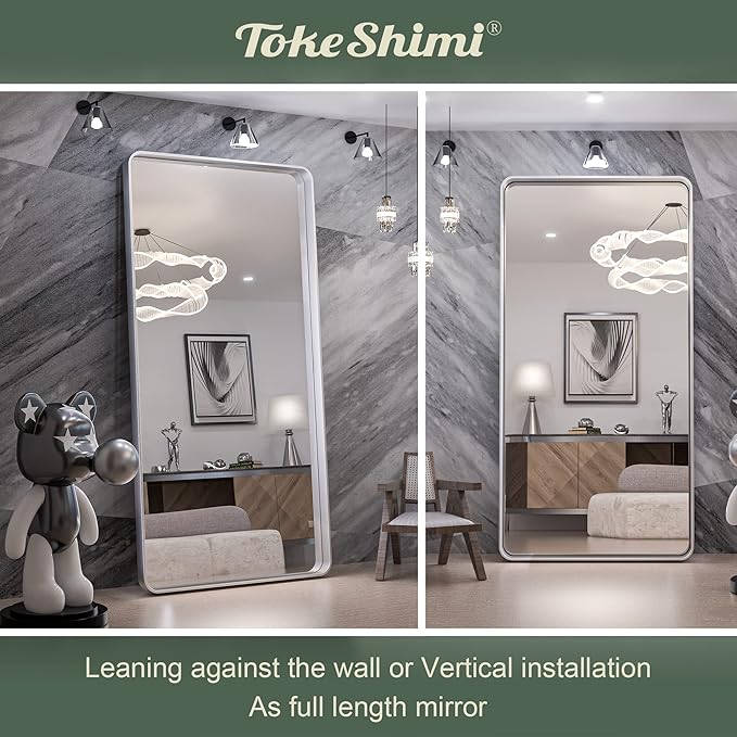 TokeShimi 72 x 36 Inch Brushed Silver Mirror Wall Mirror - Image 6