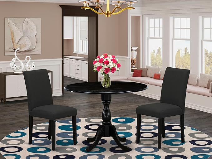 East West Furniture DMAB3-ABK-24 3 Piece Modern Dining Table Set Contains a - Image 2