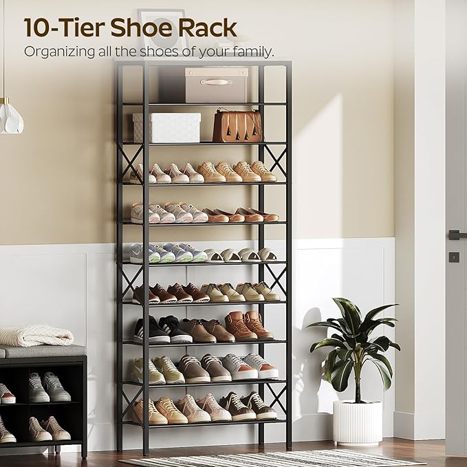 10 Tier Shoe Rack, Large Capacity Shoe Storage Organizer Holds 40 Pairs - Image 4