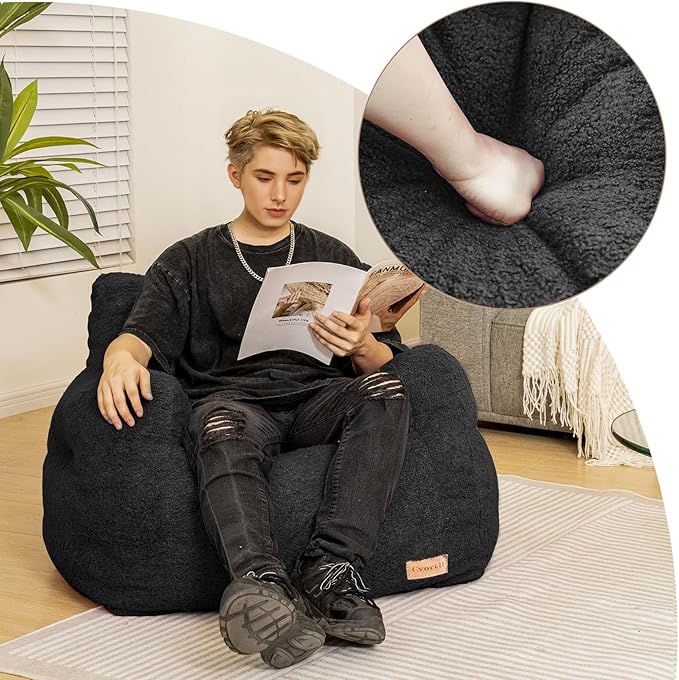 Bean Bag Chair with Filler, Bean Bag Sofa with Tufted Soft Stuffed Filling - Image 8