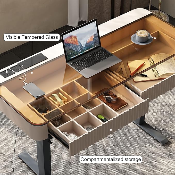 Lartis Office Desk, Electric Computer Lift Table Standing Desk - Image 6