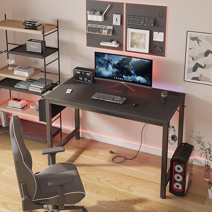 Lufeiya Gaming Desk with Power Outlet, 47 inch Teen Study Table Home Office - Image 2