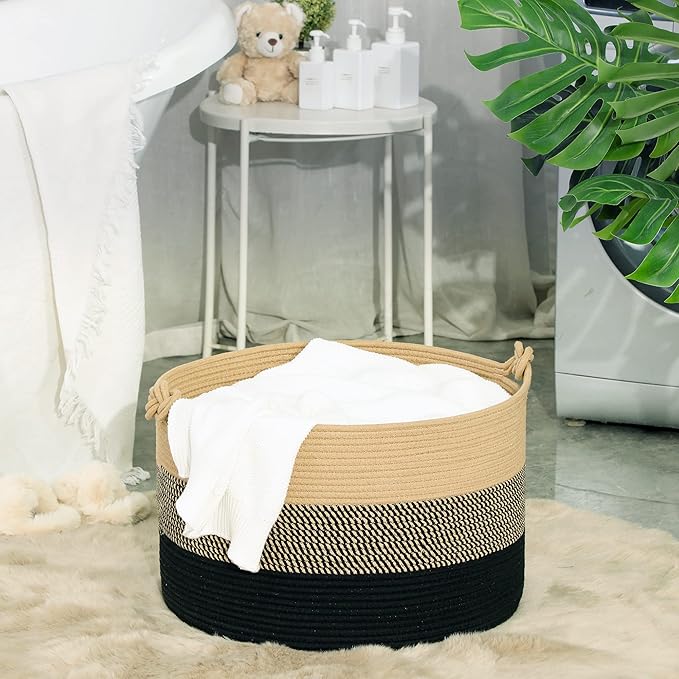 KAKAMAY Large Blanket Basket, Woven Rope Baskets - Image 7