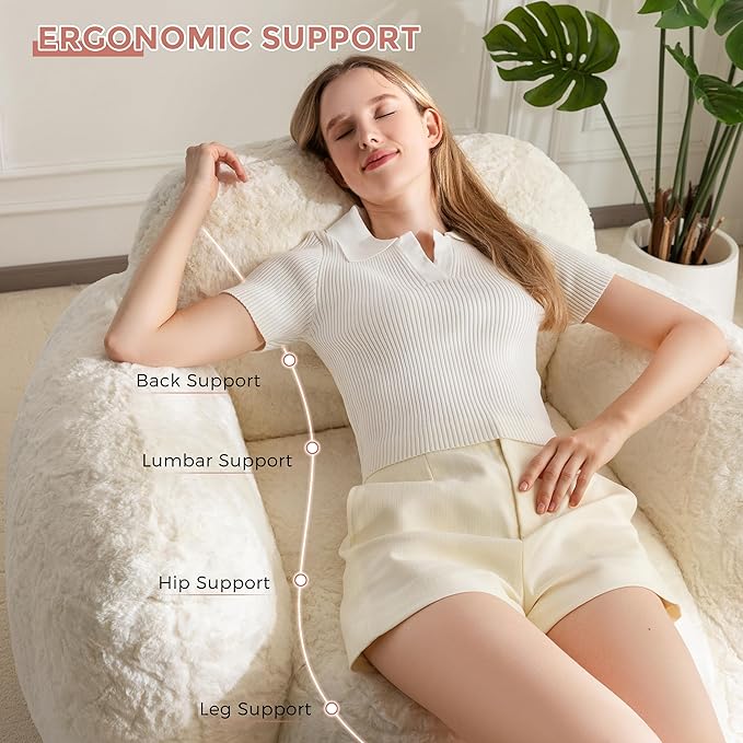 MAXYOYO Bean Bag Chair, Comfy Pebble Shaped Single Bean Bag Sofa - Image 6