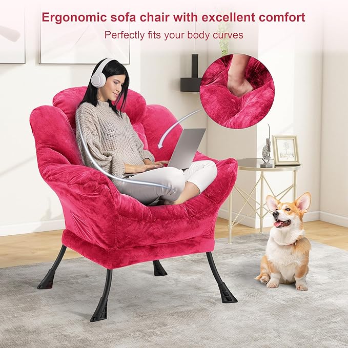 Fabric Lazy Chair for Adults, Oversized Upholstered Sofa Chair, Plush Comfy - Image 4