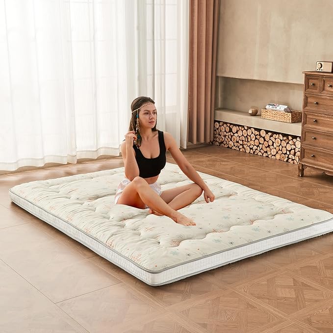 Dr.Futon Japanese Floor Futon Mattress Extra Thick Folding Roll Up Bed Topper - Image 3