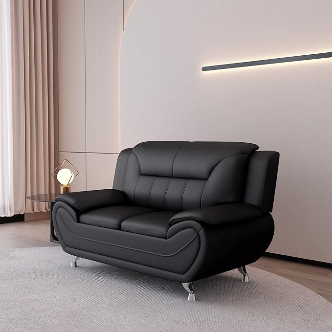 Container Furniture Direct Michael Modern Faux Leather Upholstered Stainless - Image 14
