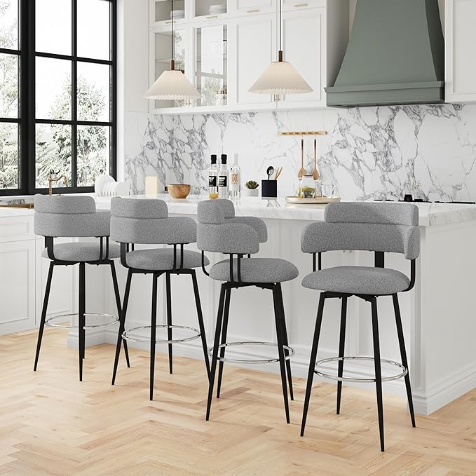 Swivel Bar Stools Set of 2, Counter Height Bar Stools - Image 3