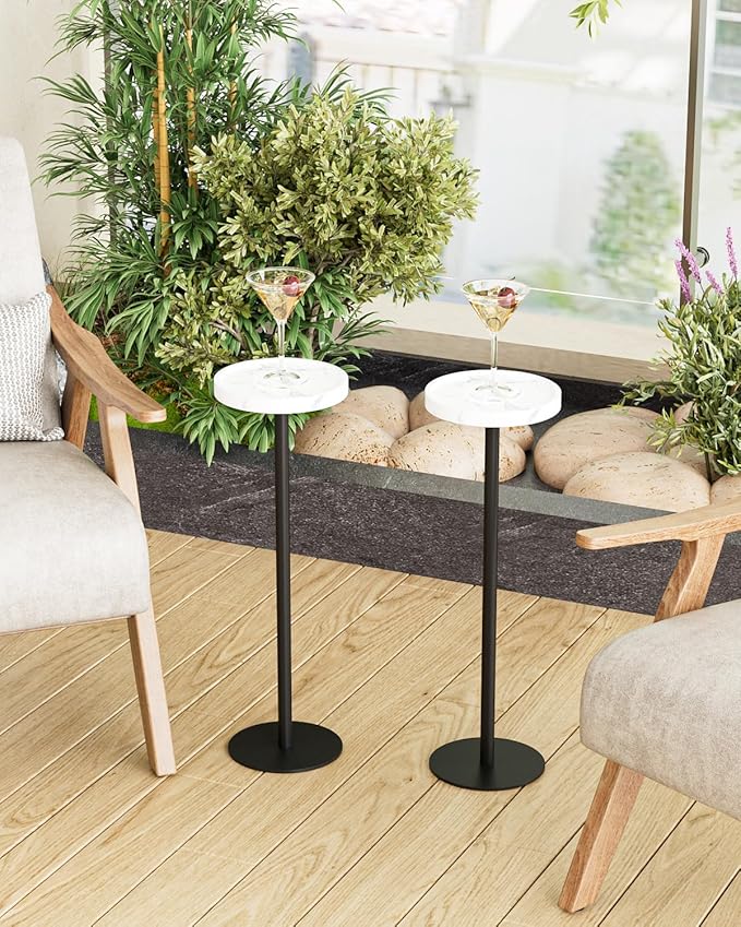Drink Table, Small Pedestal Side Table, Round Cocktail Table, Circle Accent End - Image 2