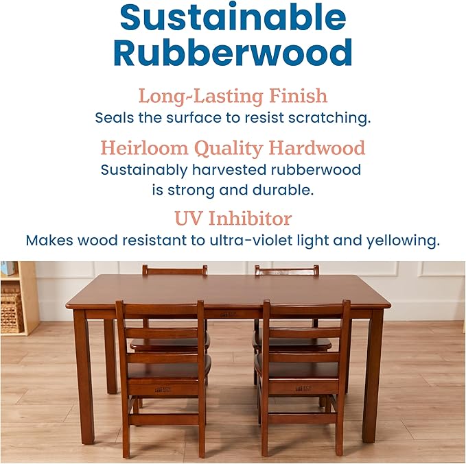 ECR4Kids 24in x 48in Rectangular Hardwood Table and Chair Set, 12in Seat Height - Image 7