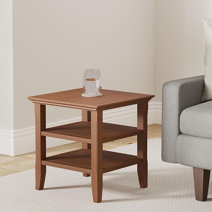 SIMPLIHOME Acadian SOLID WOOD 19 inch Wide Square Transitional End Table in - Image 2