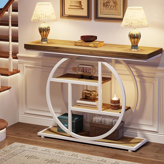 Tribesigns 41.3" Console Table, Industrial 4-Tier Sofa Table Entryway Table - Image 3