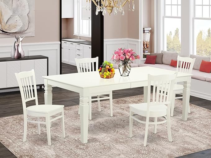 East West Furniture LGGR5-LWH-W 5 Piece Dining Room Table Set Includes a - Image 2