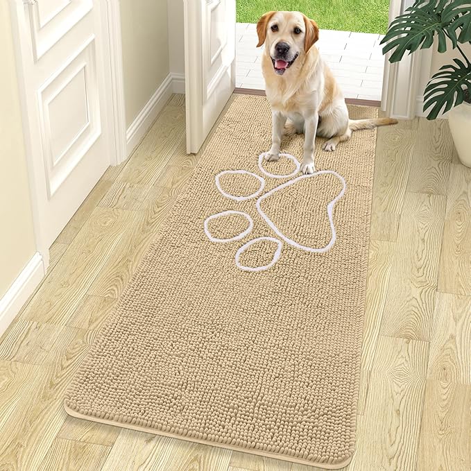 OLANLY Door Mat for Muddy Dog Paws 70x24, Ultra Absorbent Chenille Mud Doormat by OLANLY