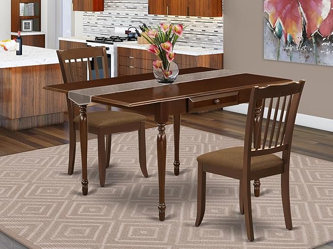 East West Furniture MZDA3-MAH-C 3 Piece Kitchen Table Set - Image 2