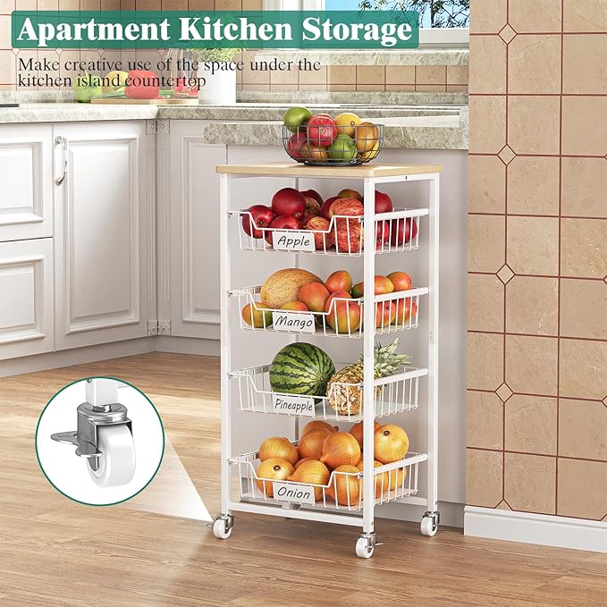 Fruit Vegetable Basket for Kitchen Pantry Storage Organizer, 5-Tier Metal - Image 5