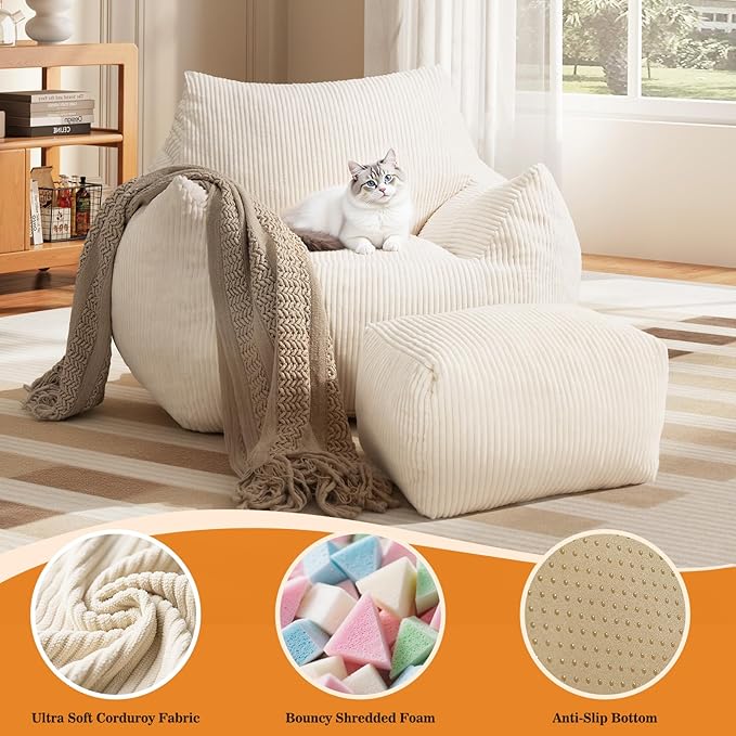 Big Bean Bag Chair for Adults & Kids, Ultra Soft Living Room Bean Bag - Image 3