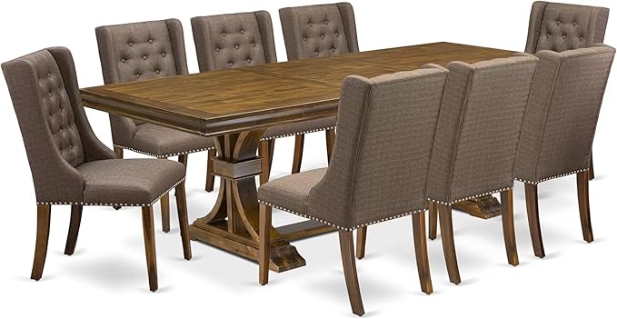 LEFO9-AWA-18-9-Piece Kitchen Table Set Includes a Breakfast Table and 8 Brown - Image 2