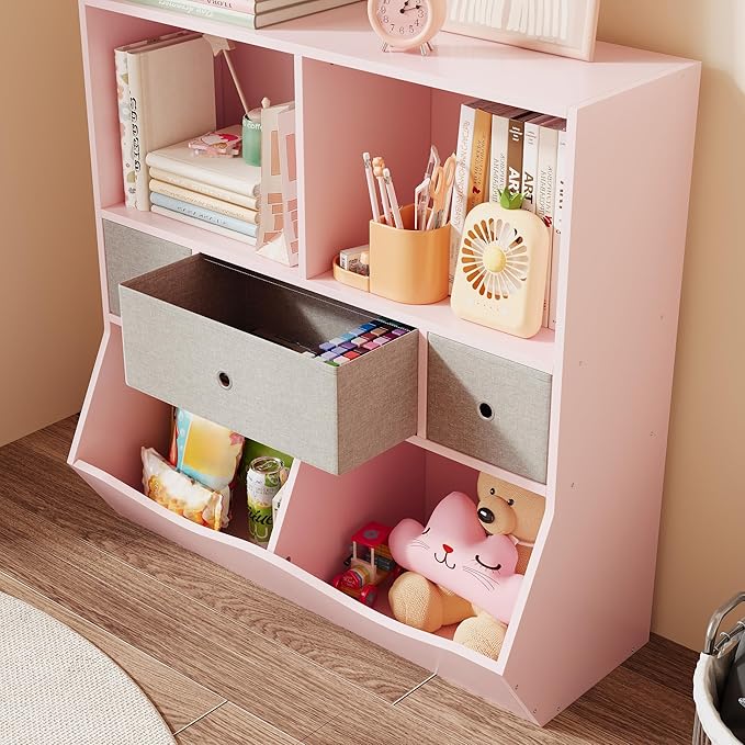 IDEALHOUSE 7-Cubby Large Kids Toy Storage Organizer, Children Wood Bookcase and - Image 7