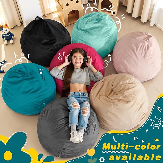 HABUTWAY 2FT Bean Bag Chair, Teardrop Bean Bag Chair Luxurious Velvet Ultra - Image 7