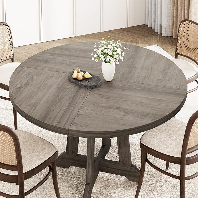 GarveeHome Round Dining Table for 4, Kitchen Dining Room Circle Dinner Pedestal - Image 3