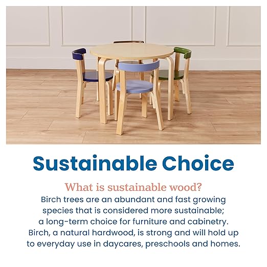 ECR4Kids Bentwood Round Table and Curved Back Chair Set, Kids Furniture - Image 7