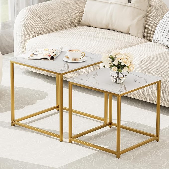 Garden 4 you Coffee Table Set of 2, Modern Engineered Wood Nesting Table - Image 3