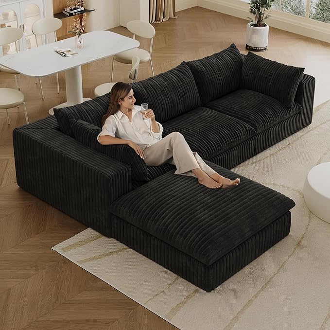 118.2" L Shaped Modular Sectional Cloud Couch - Image 3