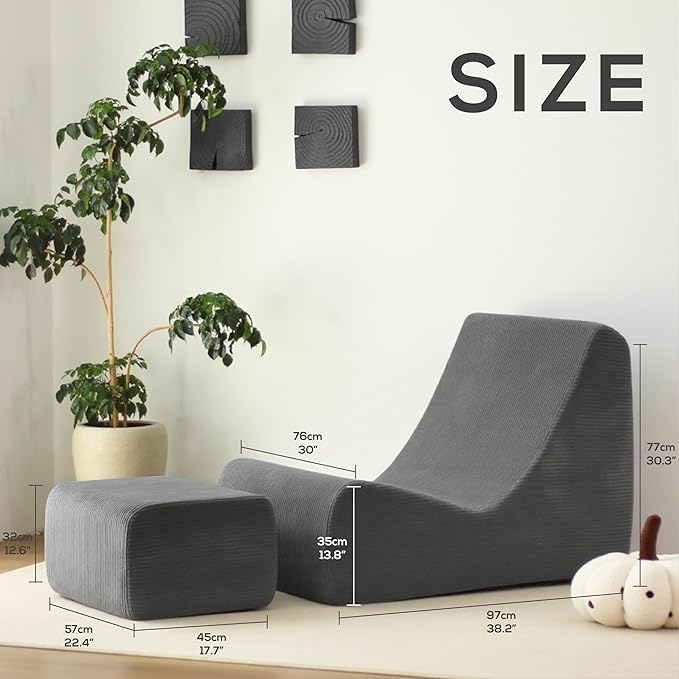 N&V Bean Bag Chair Single Seated Foam Sofa Armless Floor Sofa - Image 3