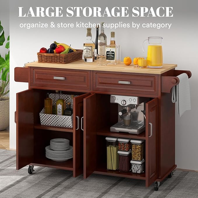 Rovibek Kitchen Island On Wheels Rolling Islands - Image 3