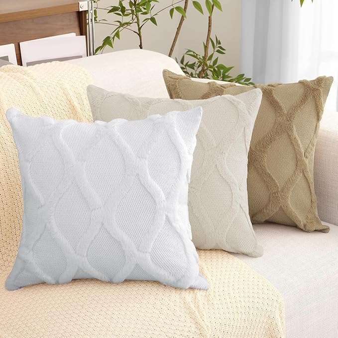 decorUhome Throw Pillow Covers 12x20 Inch Set of 2, Soft Plush Faux Fur Wool - Image 8