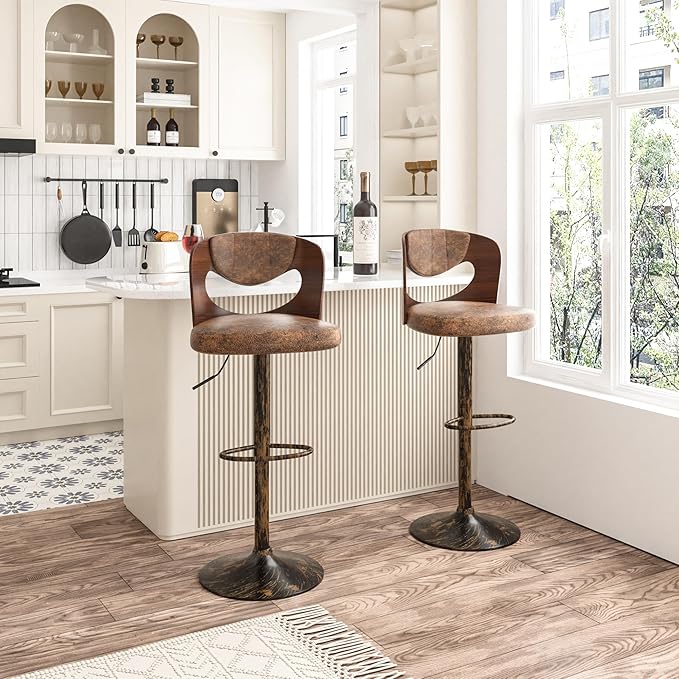 VECELO Bar Stools Set of 2, Kitchen Island Stools - Image 3