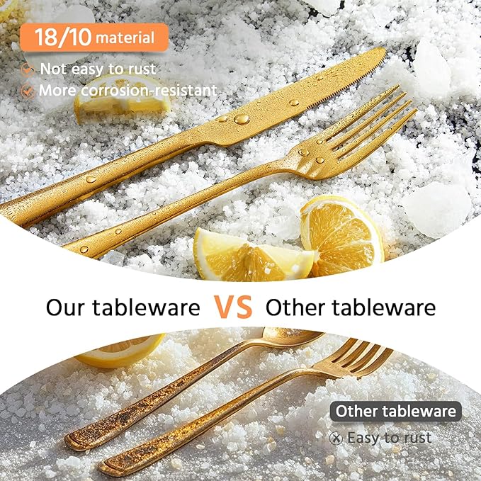 KINGSTONE 18/10 Stainless Steel Flatware, 20-Piece Forged Silverware Set - Image 5